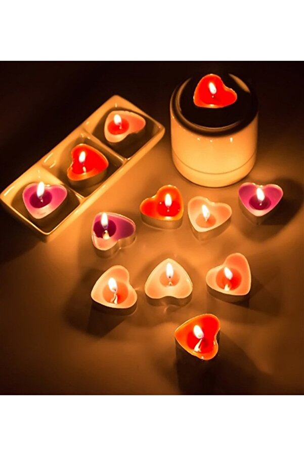 YAKUT 48 Adet Kırmızı Kalpli Kokulu Tealight Mum Sevgiliye Hediye Mum Evlilik Teklifi Yıldönümü Özel Gün