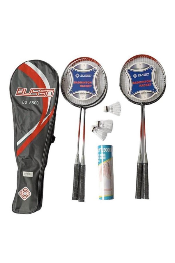 BUSSO BS5500 4 Adet Badminton Raketi+Çantası+9 Adet Badminton Topu