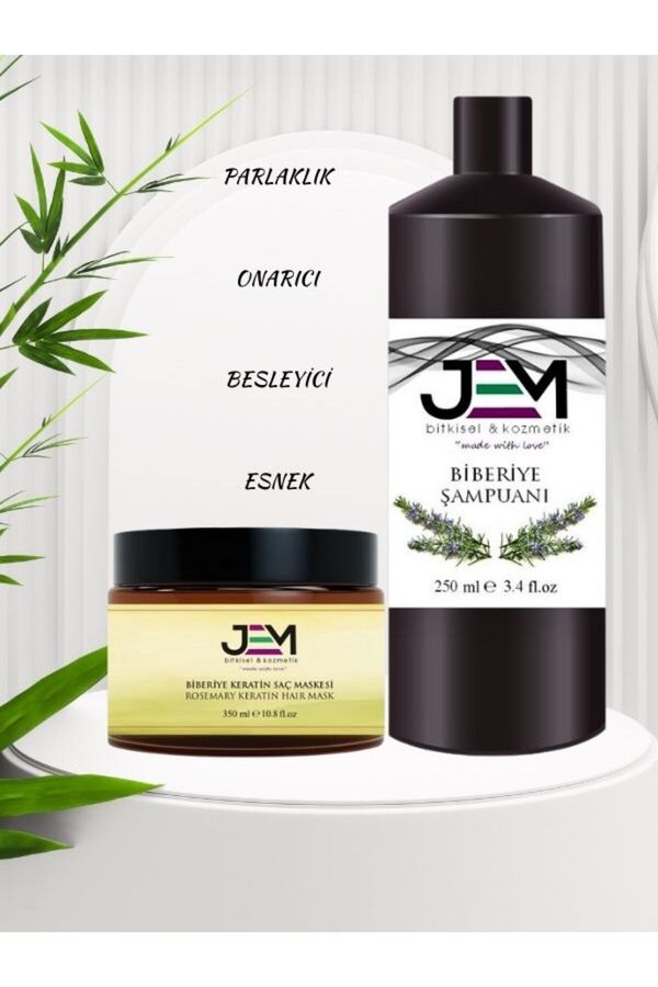 Jem Kozmetik Bitkisel Biberiye Keratin Güçlendirici Saç Maskesi Ve Biberiye Şampuanı