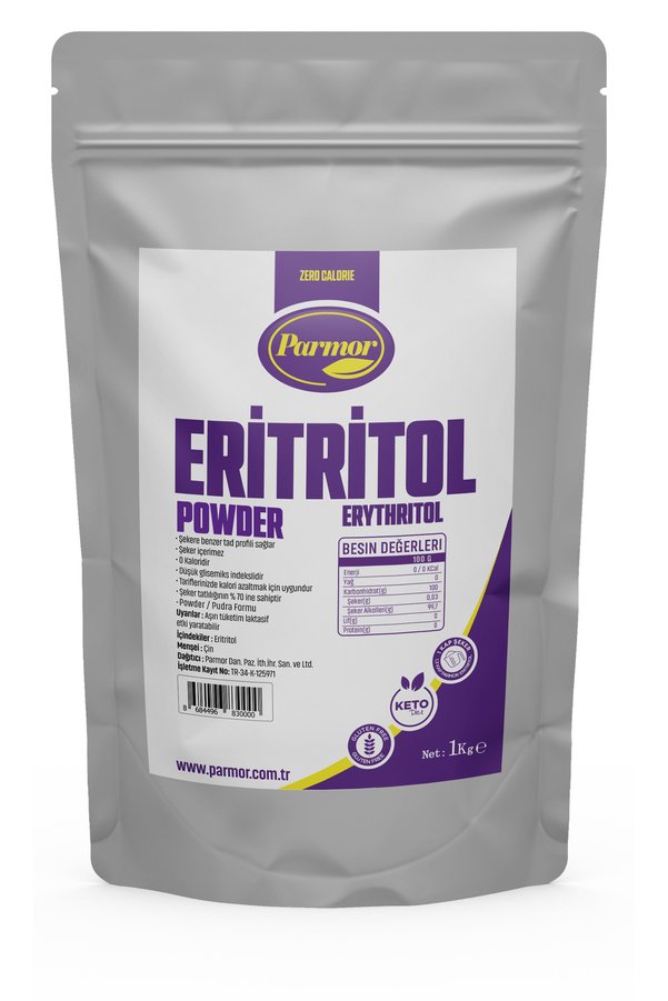 PARMOR Pudra Eritritol 1 kg - Kalorisiz Pudra Şekeri Alternatifi / Ketojenik & Vegan