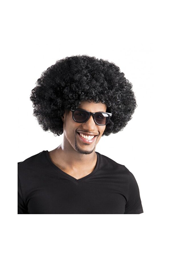 Go İthalat Si̇yah Renk Kıvırcık Afro Bonus Peruk Parti̇ Peruğu (4247)