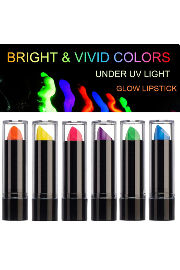 Go İthalat Karanlıkta Parlayan Yanan Uv Neon Ruj Yüz Boyama 6 Adet 6 Renk (4247)