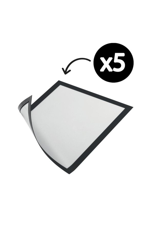 Hdg 5 adet Mıknatıslı Şömiz Manyetik Evrak Tutucu Şeffaf Magnet Şömiz Dosya 21x30cm A4 - Siyah Kenarlı