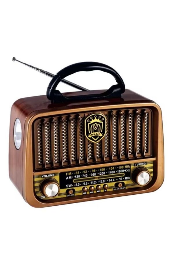 ataşbey RT-878 Ahşap Nostaljik Görünümlü Fenerli Bluetooth lu USB-SD Card Mp3 Çalar Radyo Müzik Kutusu