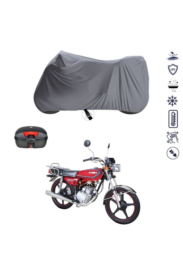 Teksin Kuba CG 100_KM 125-6 Çantalı Motosiklet Brandası 4 Mevsim Su Geçirmez Motor Brandası