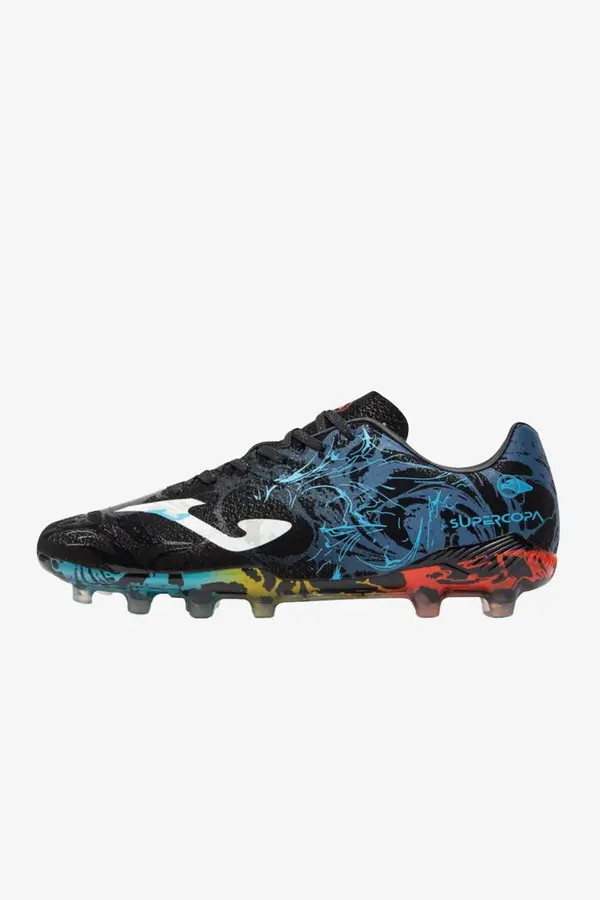 Joma Super Copa 2441 Negro Azul Fırm Ground Erkek Si̇yah Krampon (Çi̇m Zemi̇n) Sups2441Fg
