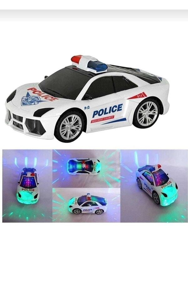 EVMAK Oyuncak Polis Arabası Pilli Çarptıkça Yön Değiştiren Işıklı Sesli Polis Arabası