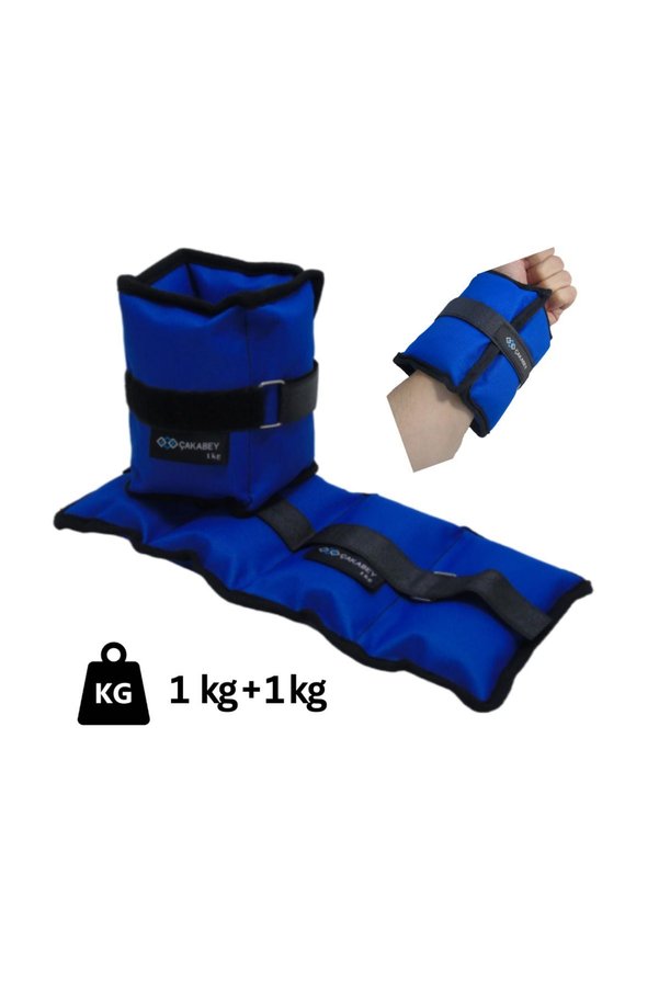 ÇAKABEY El Ayak Bilek Ağırlığı 1 Kg + 1 kg Mavi Çift kum torbası Fizik Tedavi Spor Fitness