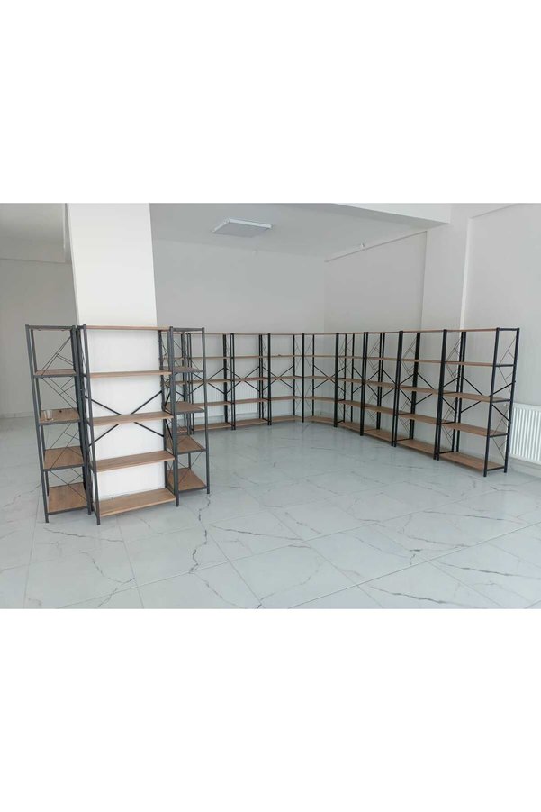 Cosargroup Dekoratif Mağaza Market Rafı Geniş 90x180cm Ceviz