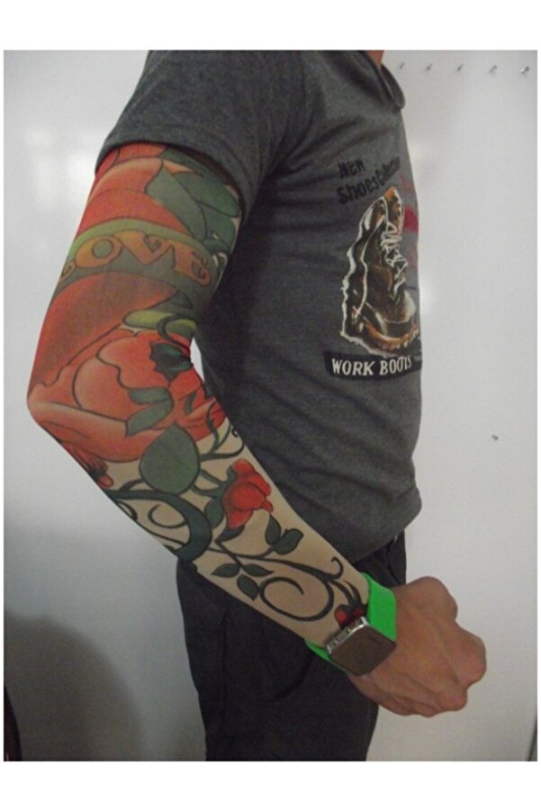 İRHANLAR Giyilebilir Dövme Tatto Sleeves Kol Dövmesi Geçici Dövme Çorap Dövme 2 Adet Güneşten Korur