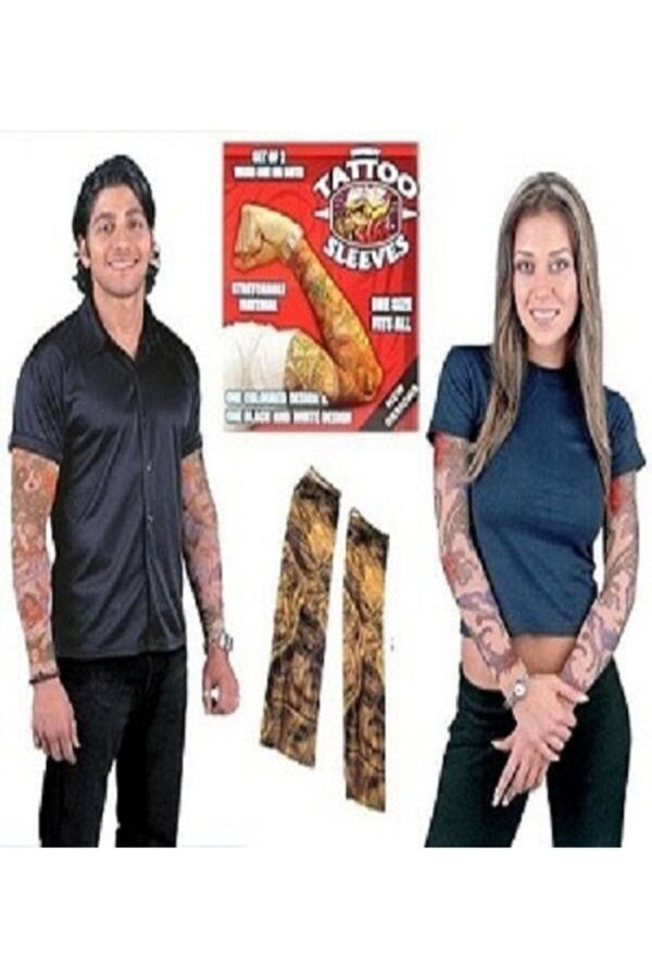 İRHANLAR Giyilebilir Dövme Tatto Sleeves Kol Dövmesi Geçici Dövme Çorap Dövme 2 Adet Güneşten Korur
