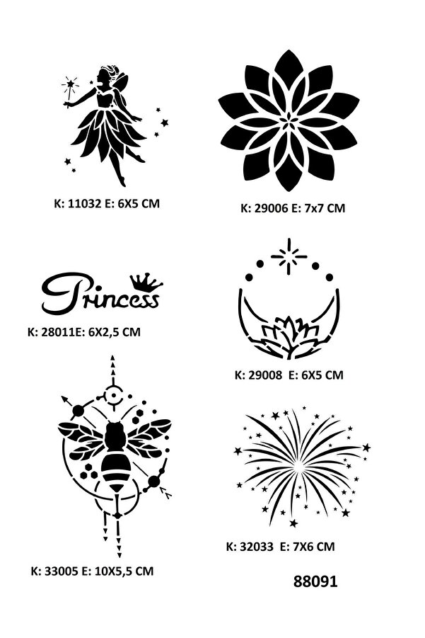 Ai̇rbrush Tattoo Mandala Ve Peri̇ Geçi̇ci̇ Dövme Kalıpları Sadece Desen