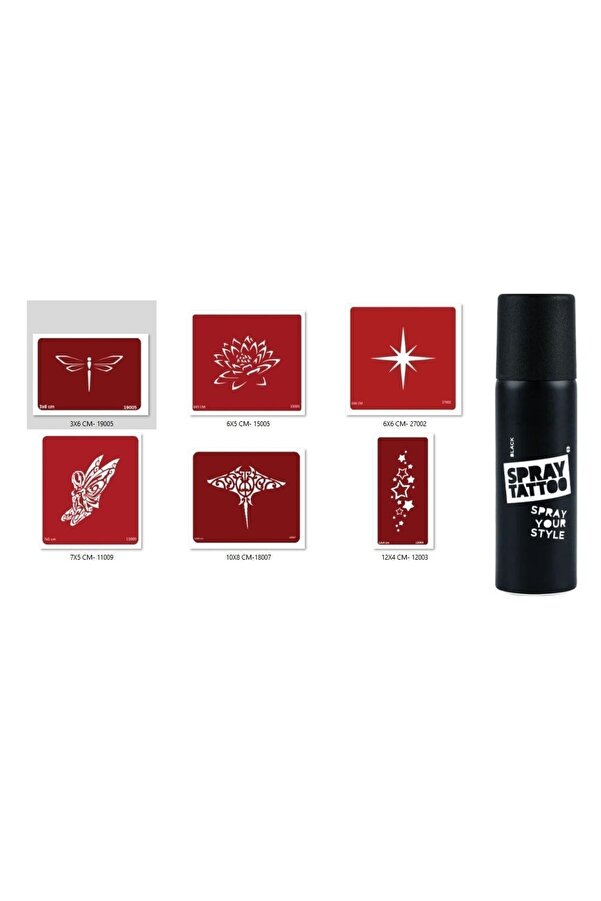 Ai̇rbrush Tattoo Lotus Yıldız Spray Tattoo Geçi̇ci̇ Sprey Dövme Seti̇
