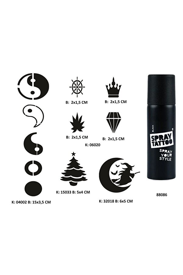 Ai̇rbrush Tattoo Mi̇ni̇mal Parmak Ve Sırt Seri̇si̇ Spray Tattoo Geçi̇ci̇ Dövme Seti̇ Dark Sprey Dövme Ki̇ti̇