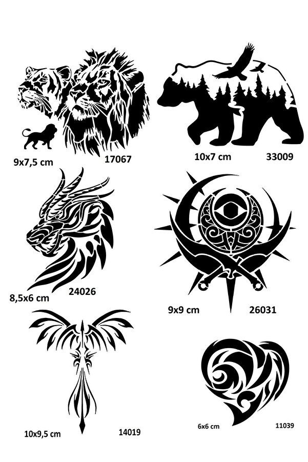 Ai̇rbrush Tattoo Doğa Modelleri̇ Geçi̇ci̇ Dövme Kalıpları Sadece Desen