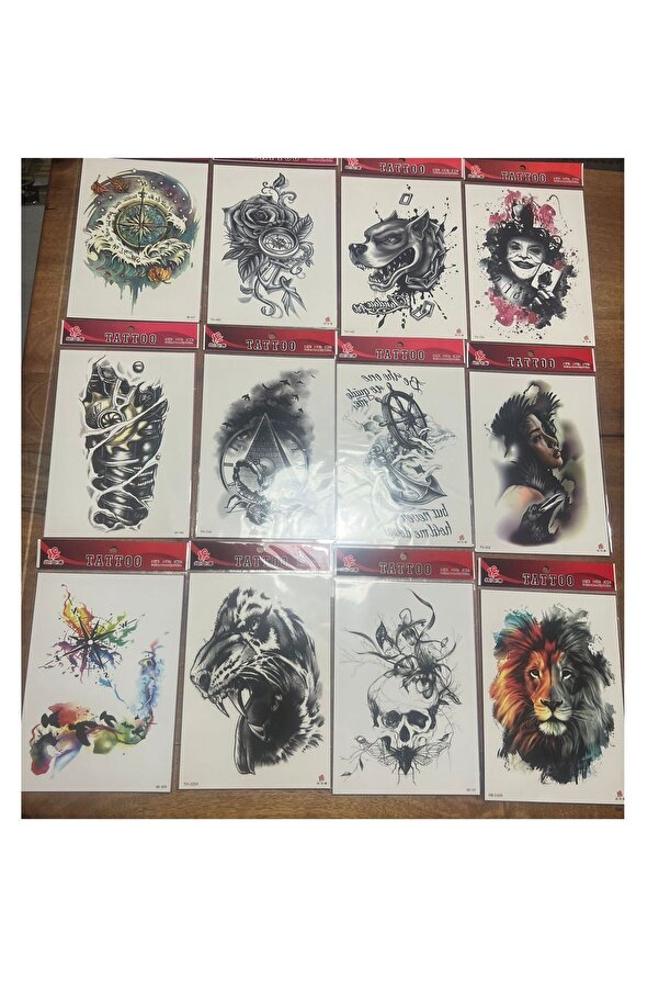 Ai̇rbrush Tattoo 12 Adet Büyük Boy Yapıştırma Geçi̇ci̇ Dövme Seti̇ Seri̇3