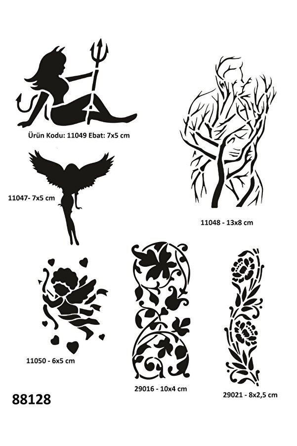 Ai̇rbrush Tattoo Aşk Ve Tutku Sembolleri̇ 6 Adet Geçi̇ci̇ Dövme Kalıbı Spreysi̇z Sadece Şablon