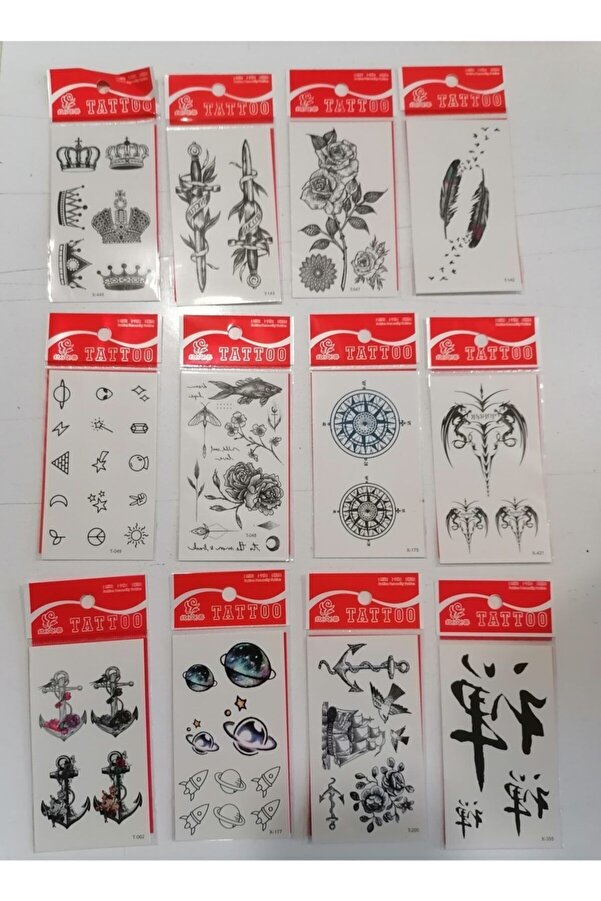 Ai̇rbrush Tattoo Yi̇ng Yang 12 Adet Bi̇rden Yapıştırma Geçi̇ci̇ Dövme Yapma Seti̇