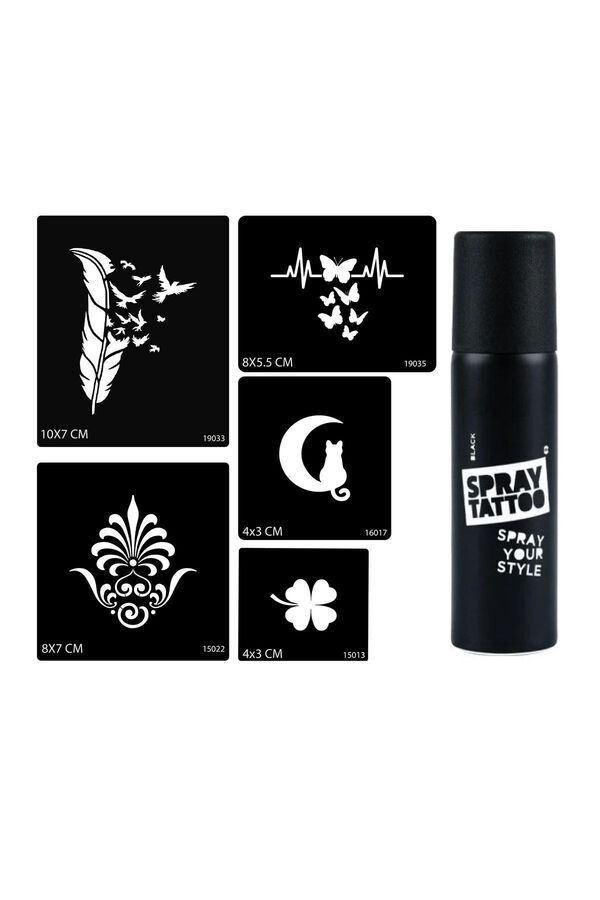 Ai̇rbrush Tattoo Tüy Ve Kelebek Spray Tattoo Geçi̇ci̇ Sprey Dövme Seti̇