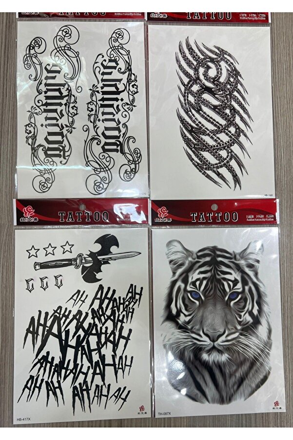 Ai̇rbrush Tattoo Büyük Boy Yapıştırma Dövme Geçi̇ci̇ Dövme Seti̇ 4 Adet Bi̇rden Model 28