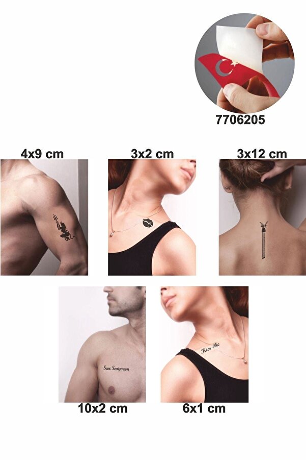 Ai̇rbrush Tattoo Seni̇ Sevi̇yorum 5 Adet Geçi̇ci̇ Dövme Kına Şablonu