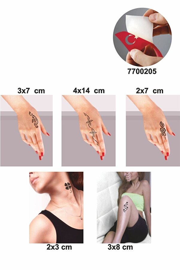 Ai̇rbrush Tattoo Arajman Çi̇çekler 5 Adet Geçi̇ci̇ Dövme Kına Şablonu