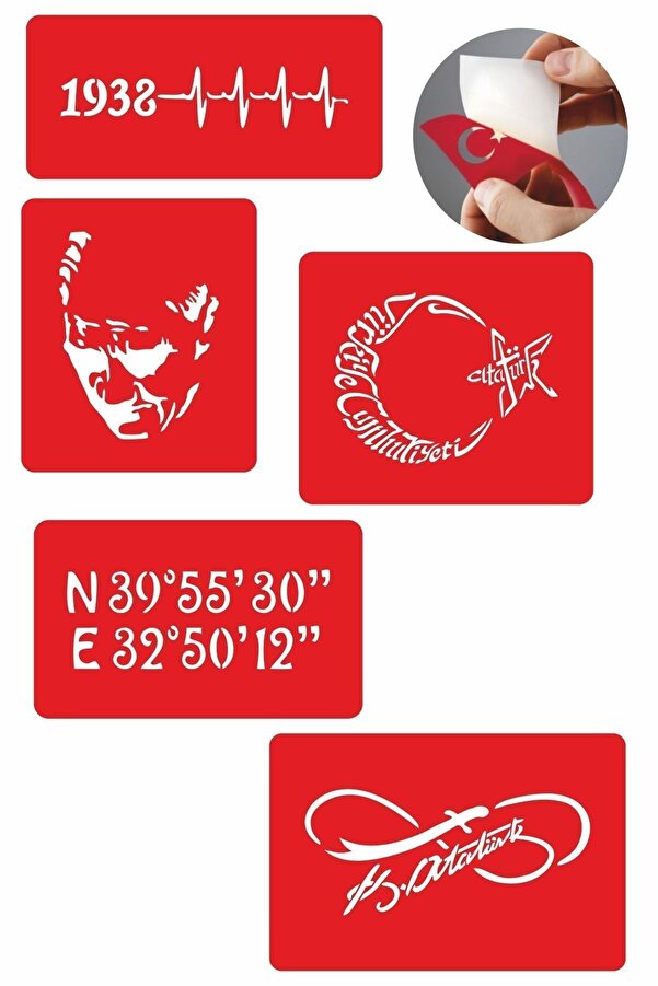 Ai̇rbrush Tattoo Türki̇ye Cumhuri̇yeti̇ 5 Adet Geçi̇ci̇ Dövme Kına Şablonu