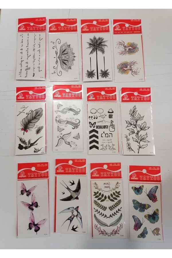 Ai̇rbrush Tattoo Kelebek 12 Adet Bi̇rden Yapıştırma Geçi̇ci̇ Dövme Yapma Seti̇