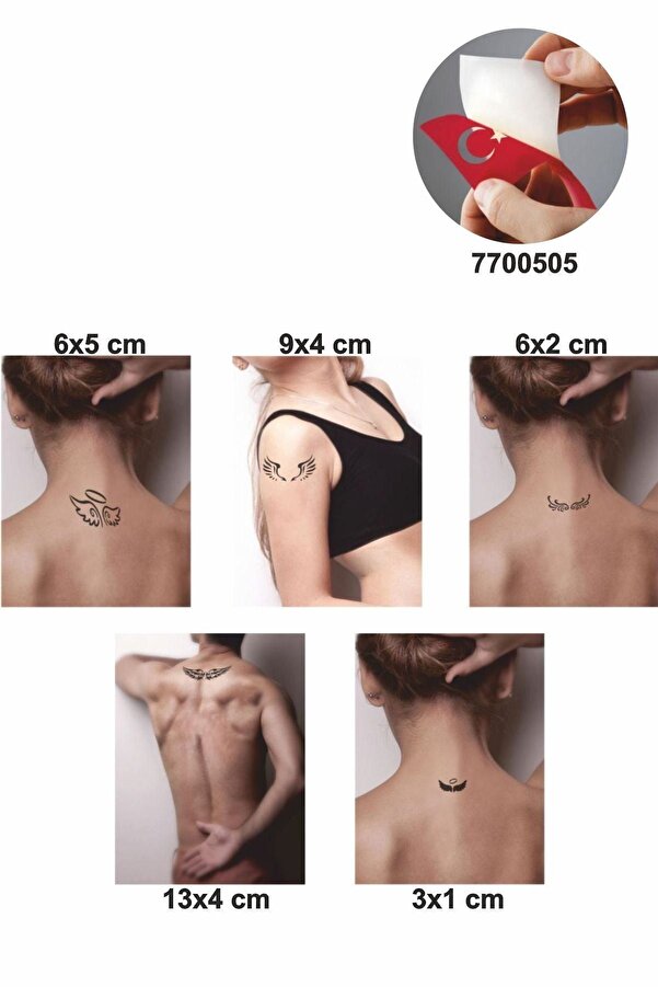Ai̇rbrush Tattoo Özgür Kanatlar 5 Adet Geçi̇ci̇ Dövme Kına Şablonu