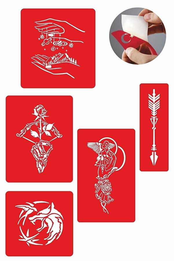 Ai̇rbrush Tattoo Doğruluk Sembolleri̇ 5 Adet Geçi̇ci̇ Dövme Kına Şablonu