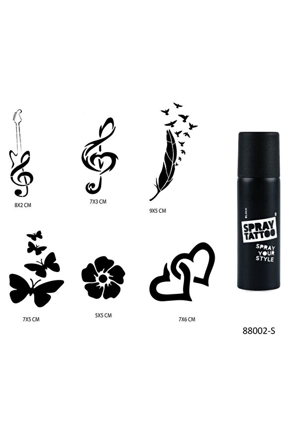 Ai̇rbrush Tattoo Nota Ve Kalpler Spray Tattoo Geçi̇ci̇ Sprey Dövme Seti̇