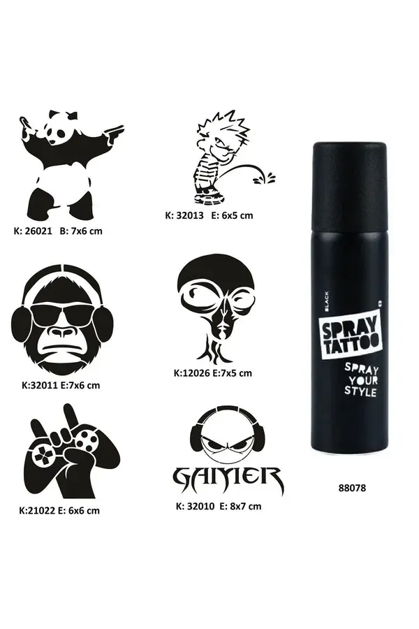 Ai̇rbrush Tattoo Çılgın Oyuncu Spray Tattoo Geçi̇ci̇ Dövme Seti̇ Dark Sprey Dövme Ki̇ti̇