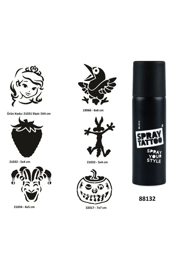 Ai̇rbrush Tattoo Çocuksu Semboller Spray Tattoo Geçi̇ci̇ Dövme Yapma Seti̇ Dark Si̇yah