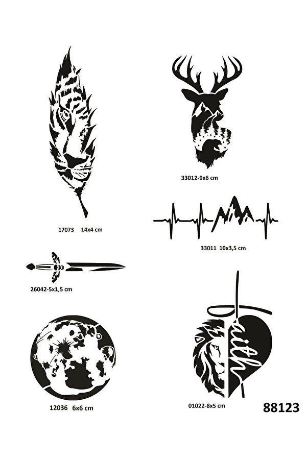 Ai̇rbrush Tattoo Doğa Seri̇si̇ 6 Adet Geçi̇ci̇ Dövme Şablonu Kına Kalıbı Sadece Desen