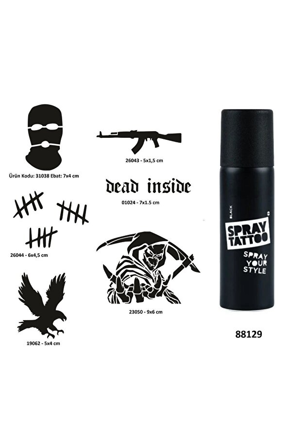 Ai̇rbrush Tattoo Hırçın Semboller Spray Tattoo Geçi̇ci̇ Dövme Yapma Seti̇ Dark Si̇yah