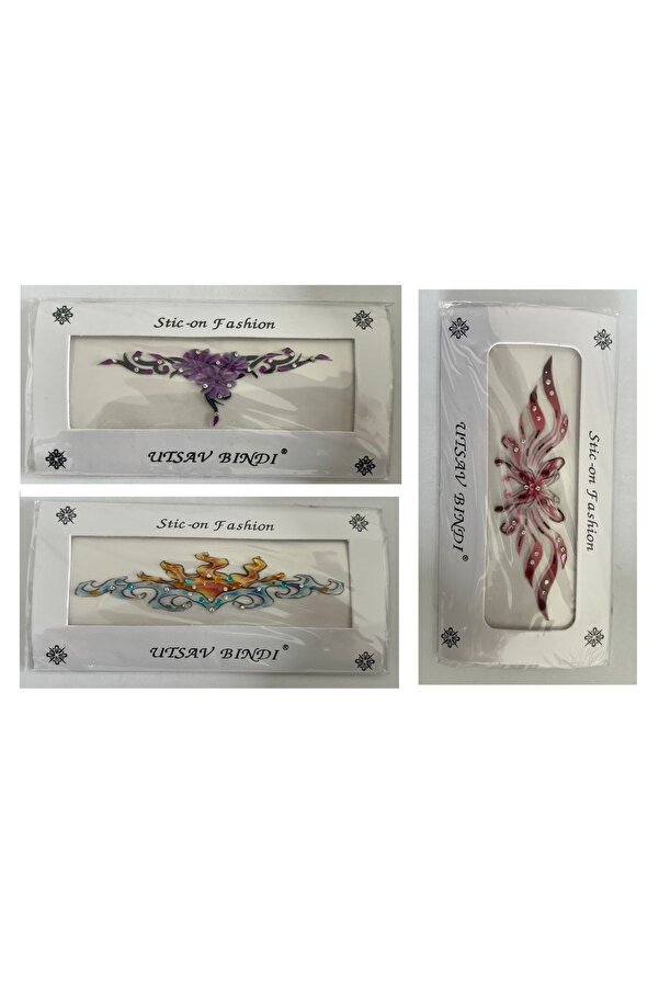 Ai̇rbrush Tattoo Taşlı Yapıştırma Dövme 3 Adet Bi̇rden Set2