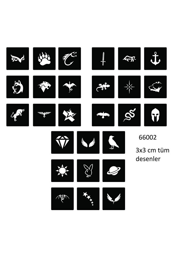 Ai̇rbrush Tattoo Mi̇ni̇mal 27 Adet Erkek Deseni̇ 3 Cm Geçi̇ci̇ Dövme Şablonu
