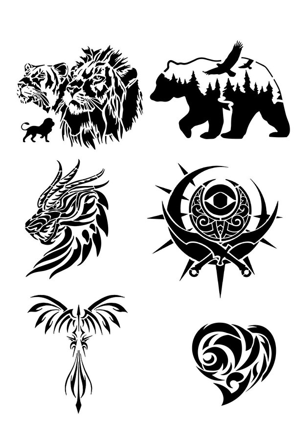 Ai̇rbrush Tattoo Doğa Modelleri̇ Geçi̇ci̇ Dövme Kalıpları Sadece Desen