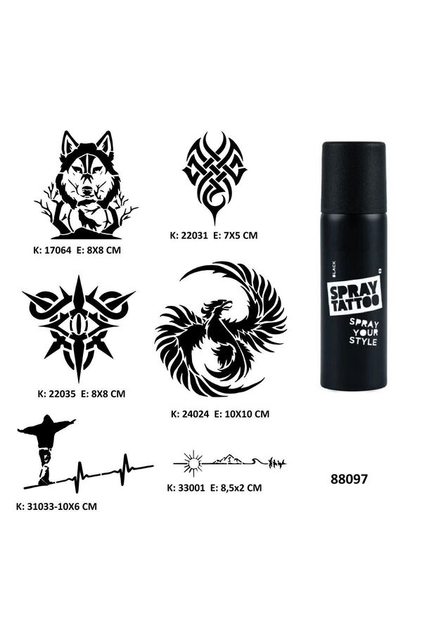 Ai̇rbrush Tattoo Vahşi̇ Modeler Spray Tattoo Geçi̇ci̇ Dövme Seti̇ Dark Si̇yah Sprey