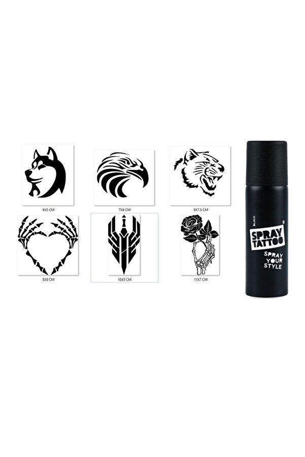 Ai̇rbrush Tattoo Hırçın Modeller Spray Tattoo Geçi̇ci̇ Dövme Yapma Seti̇ Si̇yah Sprey Dövme