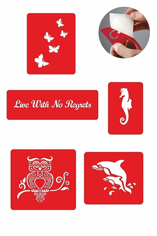 Ai̇rbrush Tattoo Dalda Baykuş 5 Adet Geçi̇ci̇ Dövme Kına Şablonu