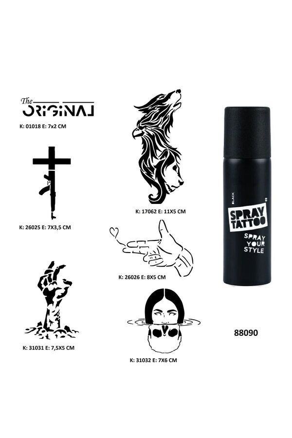 Ai̇rbrush Tattoo Savaş Ve Zombi̇ Spray Tattoo Geçi̇ci̇ Dövme Seti̇ Dark Si̇yah Sprey