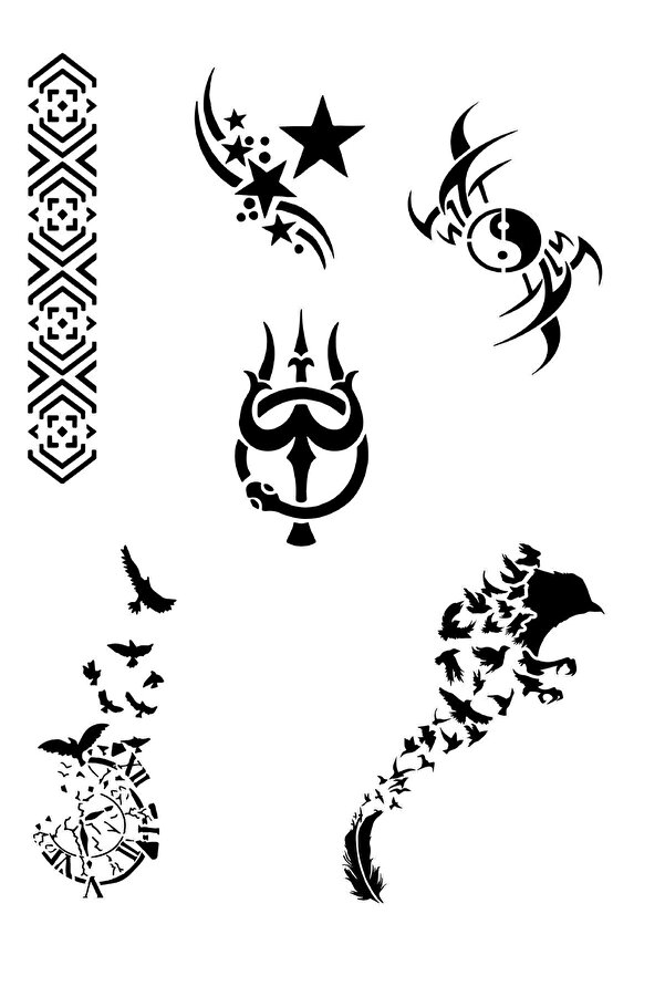Ai̇rbrush Tattoo Kuş Ve Kol Geçi̇ci̇ Dövme Kalıpları Sadece Desen