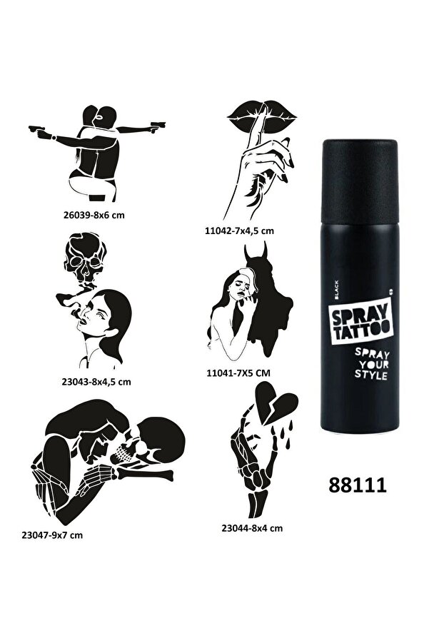 Ai̇rbrush Tattoo Çılgın Aşklar Spray Tattoo Geçi̇ci̇ Dövme Yapma Seti̇ Sprey Dövme Ki̇ti̇