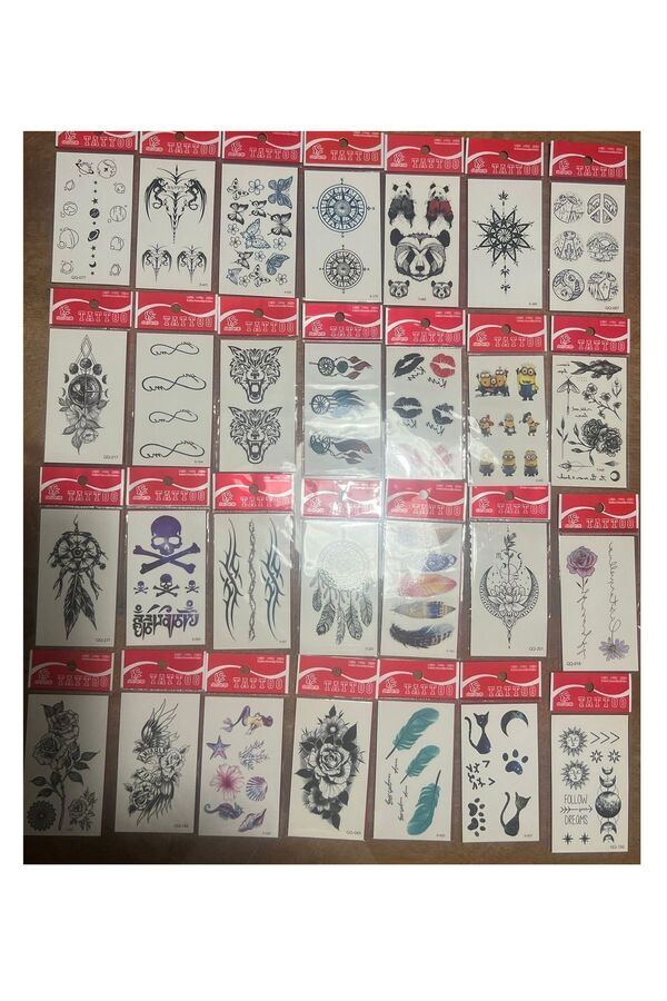 Ai̇rbrush Tattoo 30 Adet Bi̇rden Mi̇ni̇mal Yapıştırma Geçi̇ci̇ Dövme Seti̇ Seri̇9