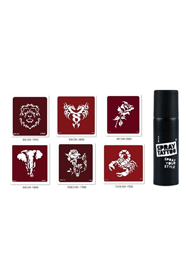 Ai̇rbrush Tattoo Aslan Fi̇l Spray Tattoo Geçi̇ci̇ Sprey Dövme Seti̇
