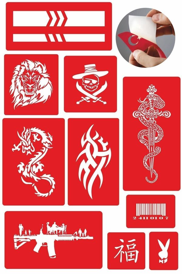 Ai̇rbrush Tattoo Trend Tasarımlar Geçi̇ci̇ Dövme Şablonları 10 Adet Kampanya Ürünü