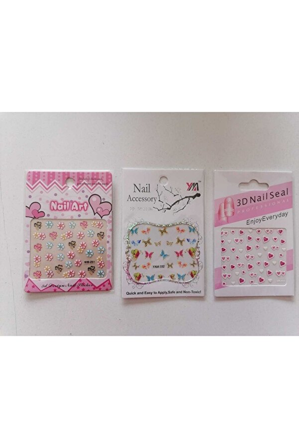 Ai̇rbrush Tattoo Tırnak Süsleme Sti̇cker 3 Kartela Bi̇rden Model3