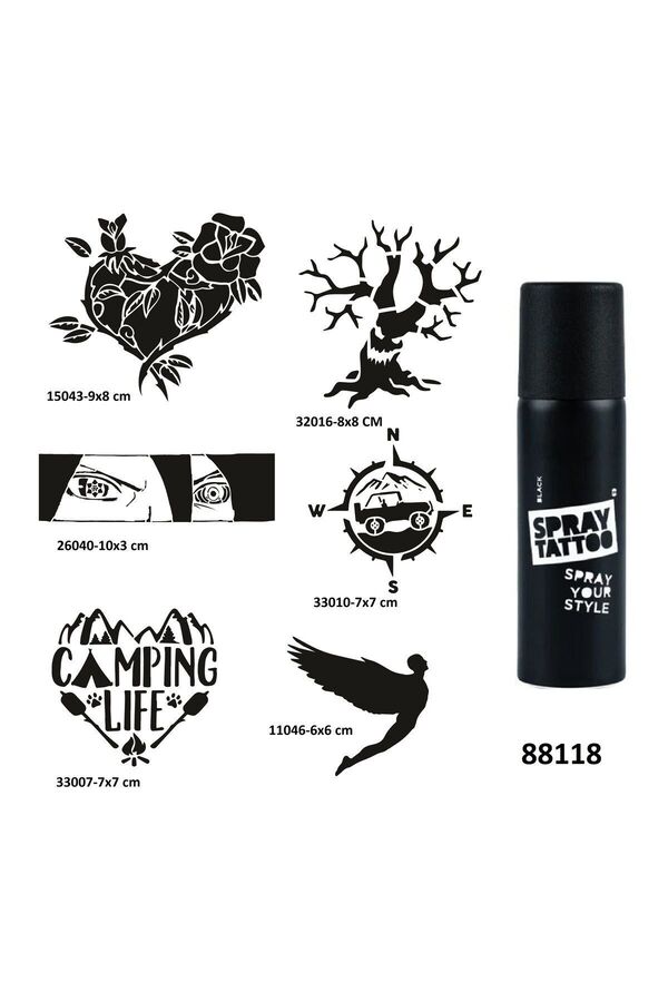 Ai̇rbrush Tattoo Kamp Ve Doğa Spray Tattoo Geçi̇ci̇ Dövme Yapma Seti̇ Sprey Dövme Ki̇ti̇