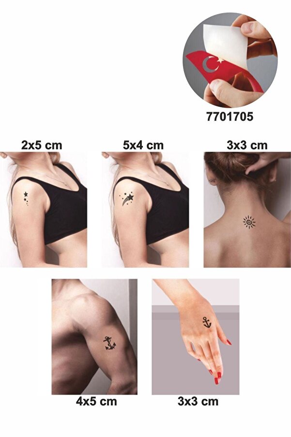 Ai̇rbrush Tattoo Gökyüzü Herkesi̇ndi̇r 5 Adet Geçi̇ci̇ Dövme Kına Şablonu